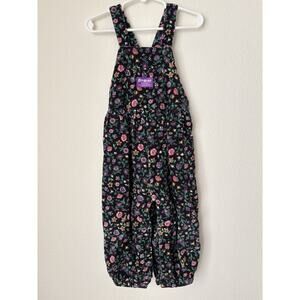 Vintage OshKosh B’gosh Vestbak Dark Floral Corduroy Overalls 3T, paper tag, USA